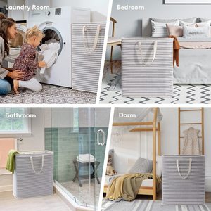 <strong>Large</strong> Collapsible Laundry <strong>Basket</strong> 75L 100L Freestanding Waterproof Clothes Hamper <strong>Storage</strong> with Easy Carry Handles for Clothes - Product Image 5