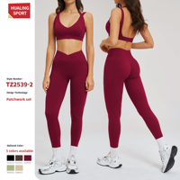 Ensemble de tenue de yoga sans couture 2 pièces pour femmes, soutien-gorge de sport à dos ouvert en nylon et spandex et leggings pour la salle de sport, la course à pied et la remise en forme