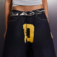 Jeans en denim baggy délavé de haute qualité en coton personnalisé avec impression DTG, mode masculine, streetwear, jeans noirs délavés pour hommes