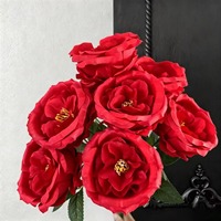 9 têtes de roses artificielles réalistes en soie Austin pour la décoration de mariage et de la maison
