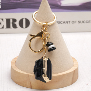 Vente en gros d'objets artisanaux en cristal, <span class=keywords><strong>pierre</strong></span> brute naturelle, porte-clés doré, breloque de sac Reiki, pendentif clé, cadeau - Product Image 4