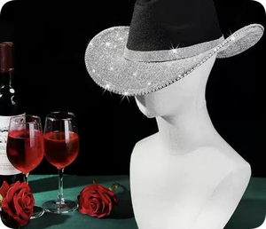 Sombrero de Vaquero Unisex de Fieltro con Diamantes Brillantes, Sombrero de Vaquera Rosa Brillante con Pedrería para Hombres y Mujeres, para Deportes, Fiestas al Aire Libre, Disfraces - Product Image 3