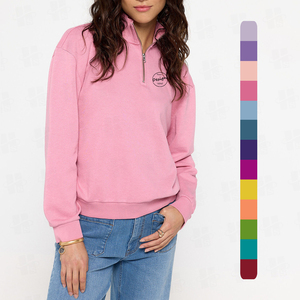 Sweat-shirt décontracté surdimensionné pour femme, écologique et respirant, de haute qualité, personnalisé avec fermeture éclair 1/4 - Product Image 1