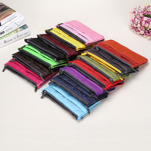 Sacs de rangement de voyage en nylon pour femmes, couleur bonbon, universels, pour maquillage et cosmétiques, sac fourre-tout à double fermeture éclair, pochette pour articles divers - Product Image 2