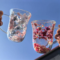 Fournisseur d'usine – Tasse à café en verre à double paroi, réutilisable, durable et isolée, avec fleur séchée