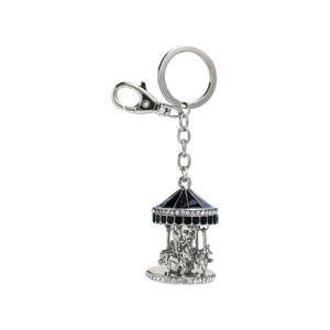 Porte-clés rond en argent avec strass, motif carrousel, pour sacs et clés - Product Image 1