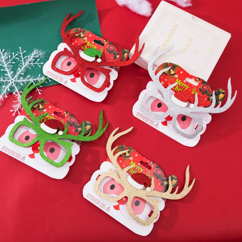 Рождественские товары, нарядные очки dornos Navidad, праздничная рамка для фотографий, реквизит для детей, рождественское стекло