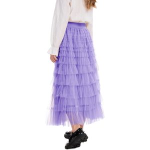 Falda de tul FOXA para niñas, larga, con volantes en capas, de malla, tipo petticoat, de 5 a 14 años - Product Image 4