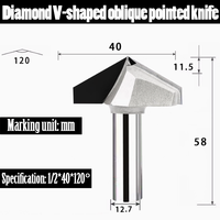 YUFU Couteau à arche à fond pointu en forme de V pour panneau de porte, OEM, à angle en V, PCD, lame simple, double tranchant, non revêtu, conventionnel