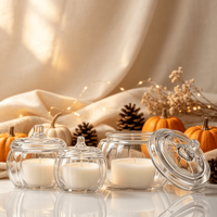 Nouveau style : Pots de rangement citrouille, coupelles créatives pour bougies parfumées avec couvercle en verre, pots à bibelots, bougeoirs en verre, lanternes, pots à bougies