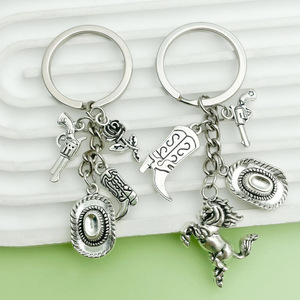 Porte-clés porte-bonheur trèfle en fer à cheval, 30 modèles de cow-boy Cowgirl, porte-bonheur, porte-bonheur porte-clés voiture - Product Image 2