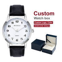 Montre de luxe à quartz, style sport, calendrier, lumineuse, 3 ATM, boîtier en acier inoxydable, bracelet en cuir, étanche, montre de business