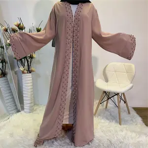 Custom Logo Muslim Islamic Pretty Pearls Abaya Jubah Dubai Arab Turkish Islamic Eid Fashion Prayer Dresses Abaya