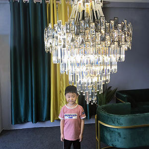 发光二极管吊灯别墅大厅客厅阁楼楼梯照明长水晶吊灯艺术装饰金/银厨房吊灯 - Product Image 6