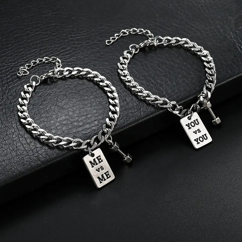 Wholesale Woven Bracelets Morse Code I LOVE YOU Design Stainless Steel Magnetic Couple Bracelet for Women and Men