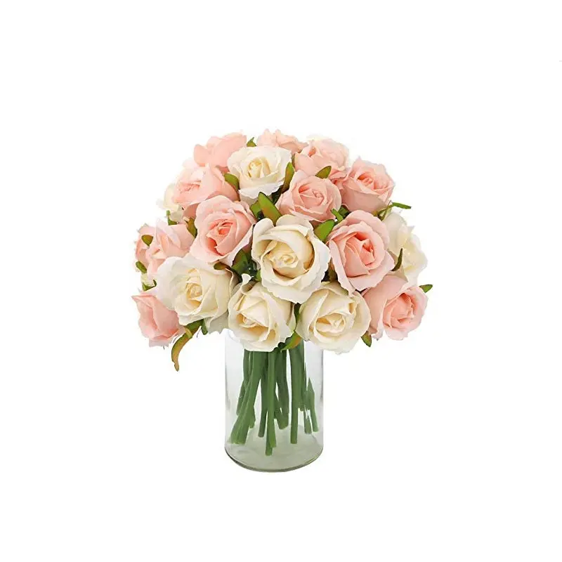 カスタマイズされた高品質のバラの花Artifisialリアルタッチ造花12ヘッドリアルタッチローズフラワーホットセール