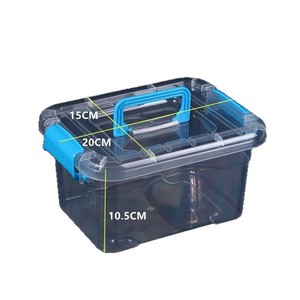 Caja de almacenamiento rectangular de plástico PP de Yiwu, 20x15x10.5 cm, transparente, con asa, para alimentos, juguetes, cosméticos, refrigerios, organización de escritorio. - Product Image 1