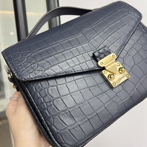 Bolso de Mano de Cuero de Cocodrilo 100% Genuino para Mujer, Color Azul Marino, Cierre Dorado, Estilo de Diseñador de Lujo, Bolso Bandolera y de Hombro - Product Image 3