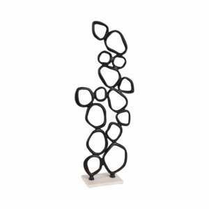 Scultura Astratta in Metallo con Anello, Statua con Base in Marmo, Decorazione per la Casa, Figurina Ornamentale, Accento per Scaffale e Tavolino da Caffè - Product Image 2