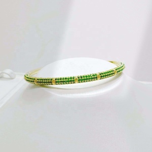 Pulsera de plata 925 de alta calidad con esmeralda y circonitas de colores, pulsera de lujo para fiesta, chapada en oro de 18k, pulseras y brazaletes gruesos y elegantes. - Product Image 1