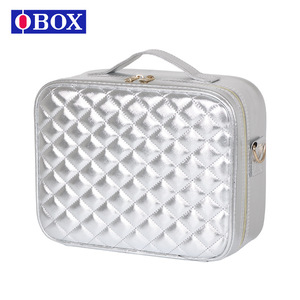 Sac à cosmétiques professionnel pour femmes <span class=keywords><strong>OBOX</strong></span>, nouveau style 2025, miroir, lumière, surface en treillis de diamant, fermeture éclair, PU respirant, imperméable - Product Image 2