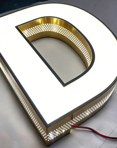 Nouveauté : Enseigne lumineuse extérieure personnalisée en métal doré 3D brillant avec logo d'entreprise pour publicité commerciale - Product Image 4