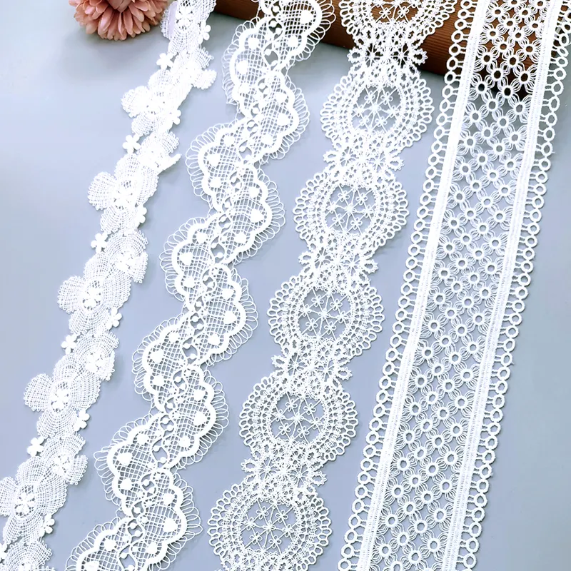 High Quality Cheap Crochet Flowers Narrow Stretch Elastic Lace Trim In White For Garments