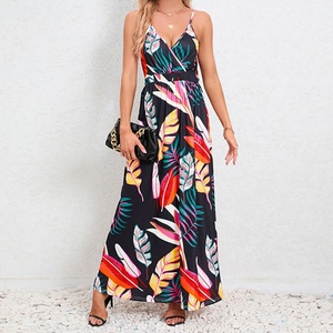 Wholesale OEM Custom Logo Floral Maxi <b>Dress</b> for Women Bodycon Elegant Casual Natural Waistline 100% Polyester - Product Image 4