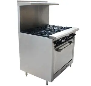 Fornello a gas a 6 fuochi di qualità in stile americano per ristorante commerciale con forno e grill