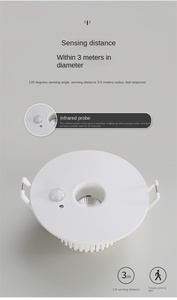 สปอตไลท์ตรวจจับร่างกายมนุษย์แบบฝังกันแสงสะท้อน7W ไฟอินฟราเรดตรวจจับกลางคืนไฟทางเดินในโรงแรมเซ็นเซอร์ดาวน์ไลท์ - Product Image 6