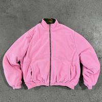 Veste d'extérieur zippée réversible 2-en-1 en polaire rose, color block, épaisse et chaude, 100 % polyester, vente en gros, ODM