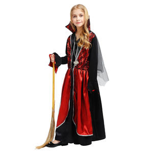 Nueva llegada niñas Cosplay Halloween Spider Girl vestido con collar brujas vampiro Queens fiesta disfraz para niños - Product Image 5