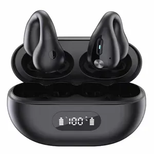 Penjualan terlaris earbud TWS layar Digital in-ear 3D Stereo BT5.2 olahraga Mini penjepit lug nirkabel Earphone sejati