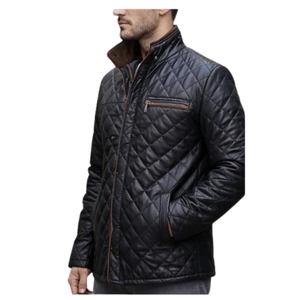 Chaqueta de Cuero de Oveja Acolchada Hecha a Mano de Primera Calidad para Hombre |   Piel de oveja auténtica |   Soporte |   Casual de Invierno |   OEM Personalizado al por Mayor - Product Image 2