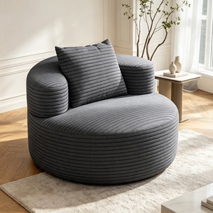 <span class=keywords><strong>Fauteuil</strong></span> simple en tissu rayé premium, <span class=keywords><strong>fauteuil</strong></span> d'appoint incurvé en mousse à mémoire <span class=keywords><strong>de</strong></span> <span class=keywords><strong>forme</strong></span>, chaise longue confortable rembourrée en <span class=keywords><strong>forme</strong></span> <span class=keywords><strong>de</strong></span> baril - Product Image 2