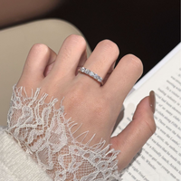 Bague Eternity Pavé en Argent Sterling 925 avec Moissanite, Bague de Phalange Minimaliste Empilable