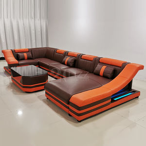 Sofá Seccional Moderno de Piel Genuina con Luces LED Estilo Chino para Sala de Estar - Product Image 6