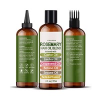 En stock, Best-seller transfrontalier : Huile essentielle de romarin, Huiles de ricin et de jojoba pour les soins capillaires, renforce et réduit les frisottis, fabriqué en Chine