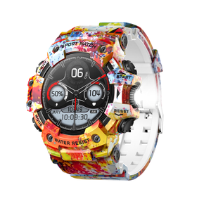 DF LC21 Unisex Outdoor Survival Sports <b>Watch</b> Dual Screen Analog Digital Square Steel AMOLED Display IP68 <b>Waterproof</b> - Product Image 1