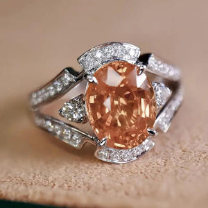 Anello con Diamante A058 Taglio Ovale, Diamanti Naturali di Colore Fantasia G e Bianchi, Gioiello di Fidanzamento per Donne - Product Image 2