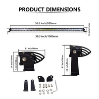 Barre lumineuse LED à une seule rangée 180W, DC 12V-24V, 38 pouces, IP67, étanche, 5000 lumens, barre lumineuse LED pour voiture tout-terrain, camion, 4x4