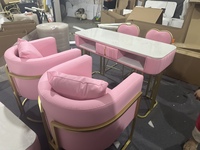 Pembe manikür mobilya kullanılan tırnak salonu masaları beyaz ahşap tarzı Modern düz renk paketi malzeme kökeni tipi GUA yıl