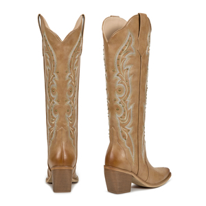 <span class=keywords><strong>Botas</strong></span> Vaqueras Altas WETKISS para <span class=keywords><strong>Mujer</strong></span>, <span class=keywords><strong>Botas</strong></span> Occidentales Retro con Tachuelas, Punta Redonda, Tacón Grueso, <span class=keywords><strong>Botas</strong></span> para Festivales de Música Country - Product Image 3