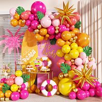 Kit d'arche de guirlande de ballons rose, vert et or, ballons en aluminium flamant rose et étoile, décoration de fête d'anniversaire sur le thème tropical de l'été, de la plage et des Hawaï