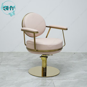 Nuevas tendencias moderno barato oro rosa Acero inoxidable Base peluquería Estilo silla peluquería corte Silla de peluquero para la venta - Product Image 1