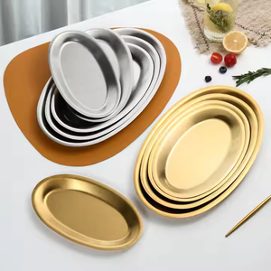 Offre Spéciale <span class=keywords><strong>moderne</strong></span> en acier inoxydable or épaissie poisson <span class=keywords><strong>assiette</strong></span> en métal de qualité supérieure servant une <span class=keywords><strong>assiette</strong></span> à Dessert pour le camping à l'origine - Product Image 1