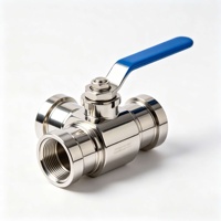 Vanne à boisseau sphérique sanitaire en acier inoxydable 304, 3 voies, type T, à raccord Tri-Clamp, manuelle, avec joint PTFE, PN16, OEM, 3/4"~4"