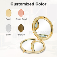Customizable Magnifying Foldable Pocket Makeup Mirror with Hand-Painted Glass and Iron Frame