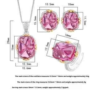 Factory Wholesale Eco-friendly Copper Vintage Oval Cut 12*16/10*12mm Zircon Loaf Pendant <b>Set</b> Big Jewellery <b>Sets</b> Weddings - Product Image 2