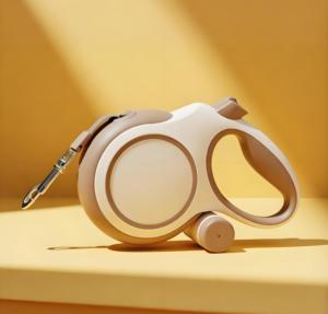 Correa Retráctil de Lujo de 5 Metros, Color Caqui/Marrón, Doble Tono, Duradera, Ecológica, Moderna, Estilo Occidental, Simple, Personalizada, con Dispensador de Bolsas para Excremento - Product Image 1